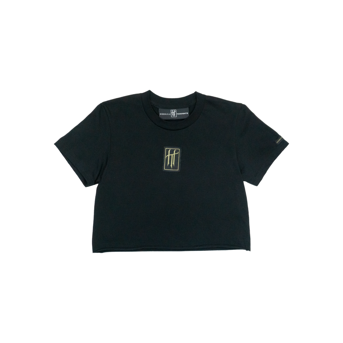 Raw Hem Crop Top (Black) — front view