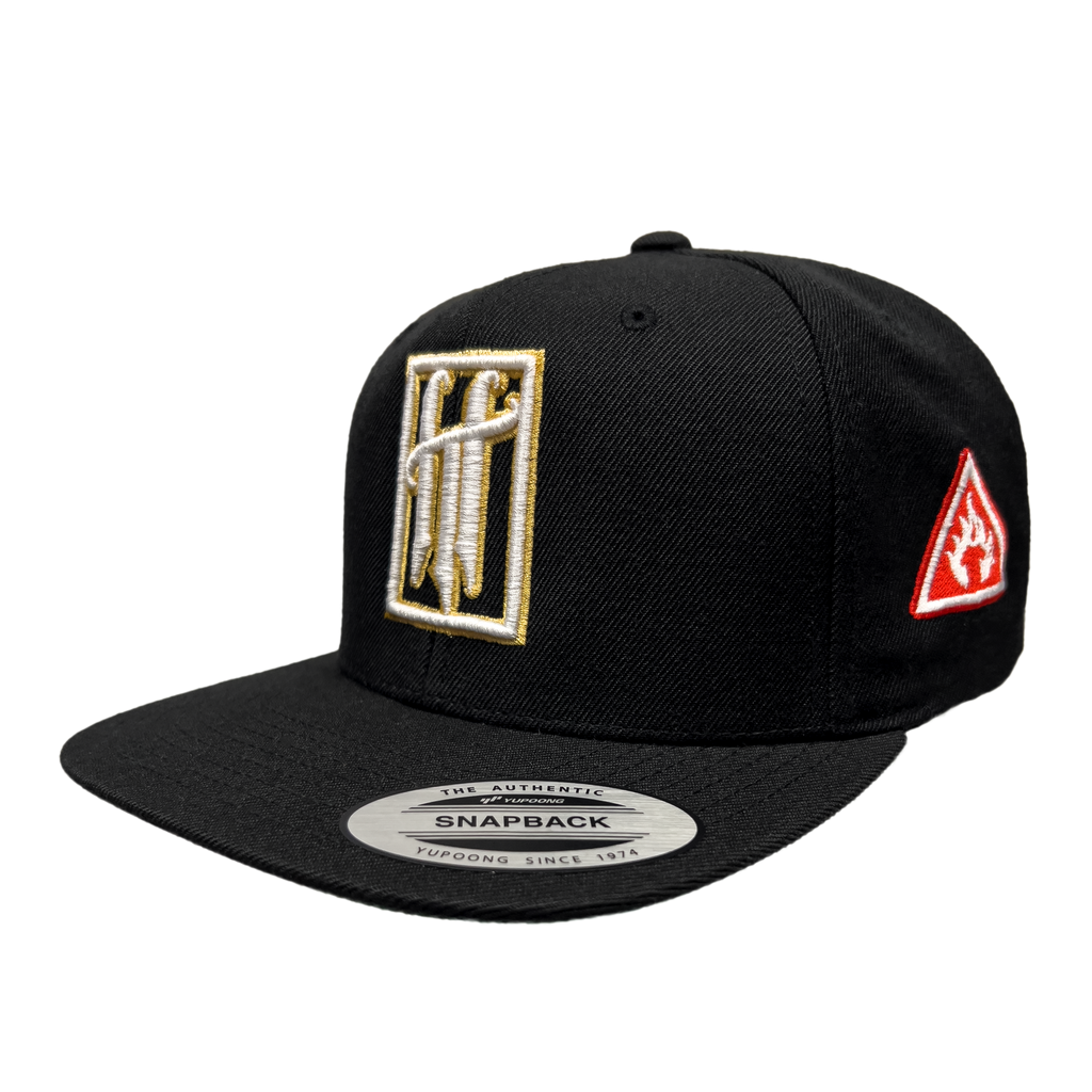Horrific Thoughts White & Gold Snapback (Black) — front view