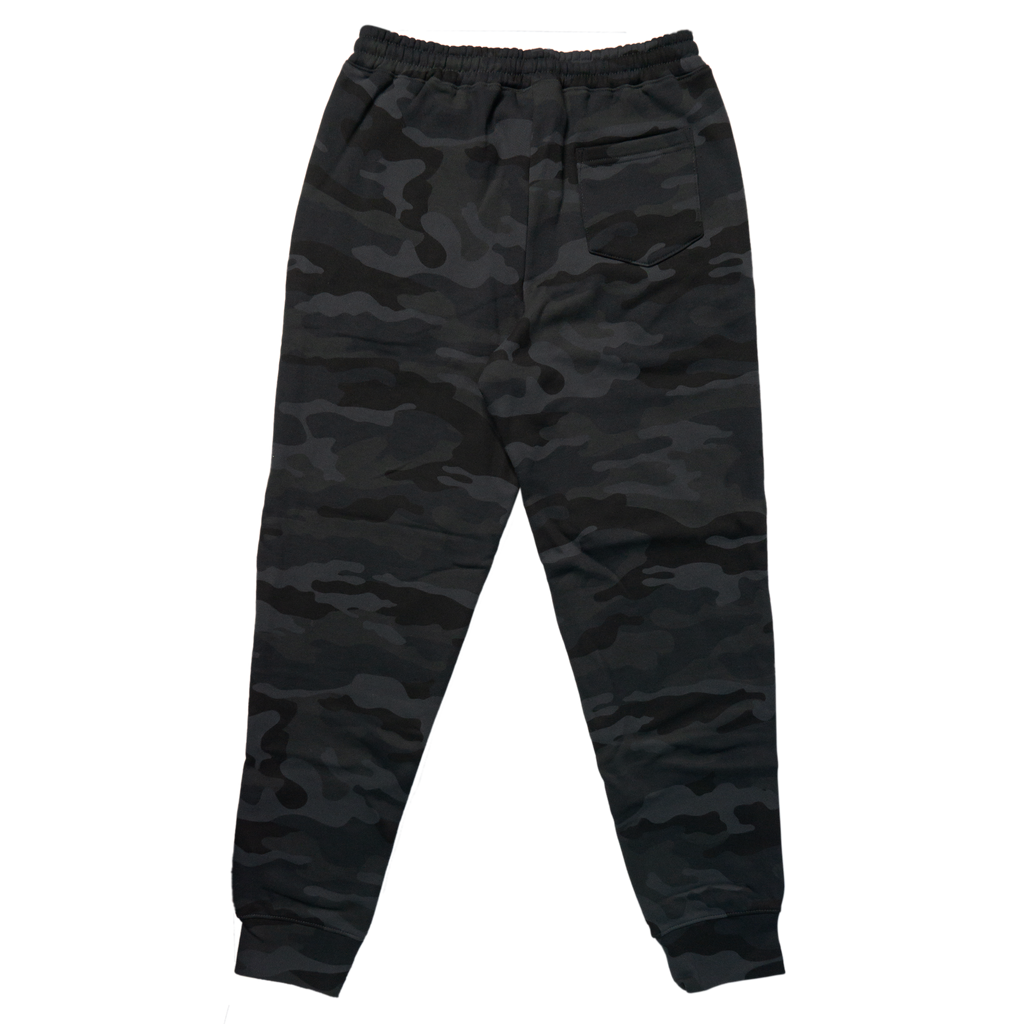 Horrific Thoughts Midweight Joggers (Black Camo) — back view