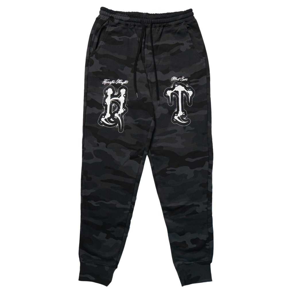 Horrific Thoughts Midweight Joggers (Black Camo) — front view