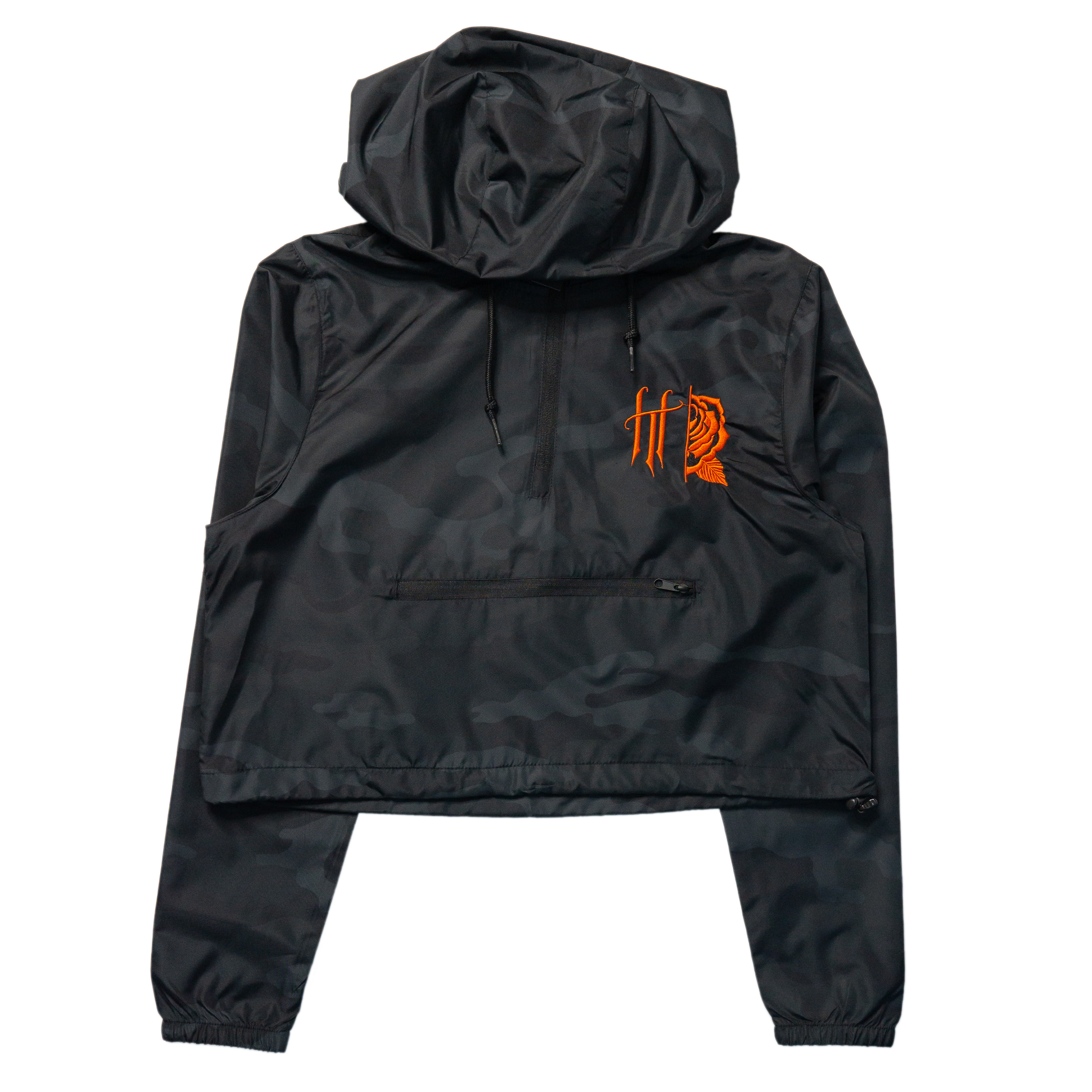 Crop Windbreaker (Black Camo) — front view