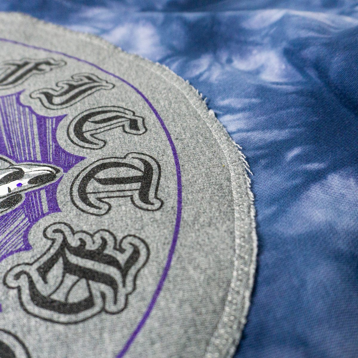 Pray For Your Enemies (More Blessings) Hoodie (Navy Tie-Dye) — detail view