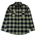 Horrific Thoughts Premium Flannel Shirt (Olive/Black) — front view