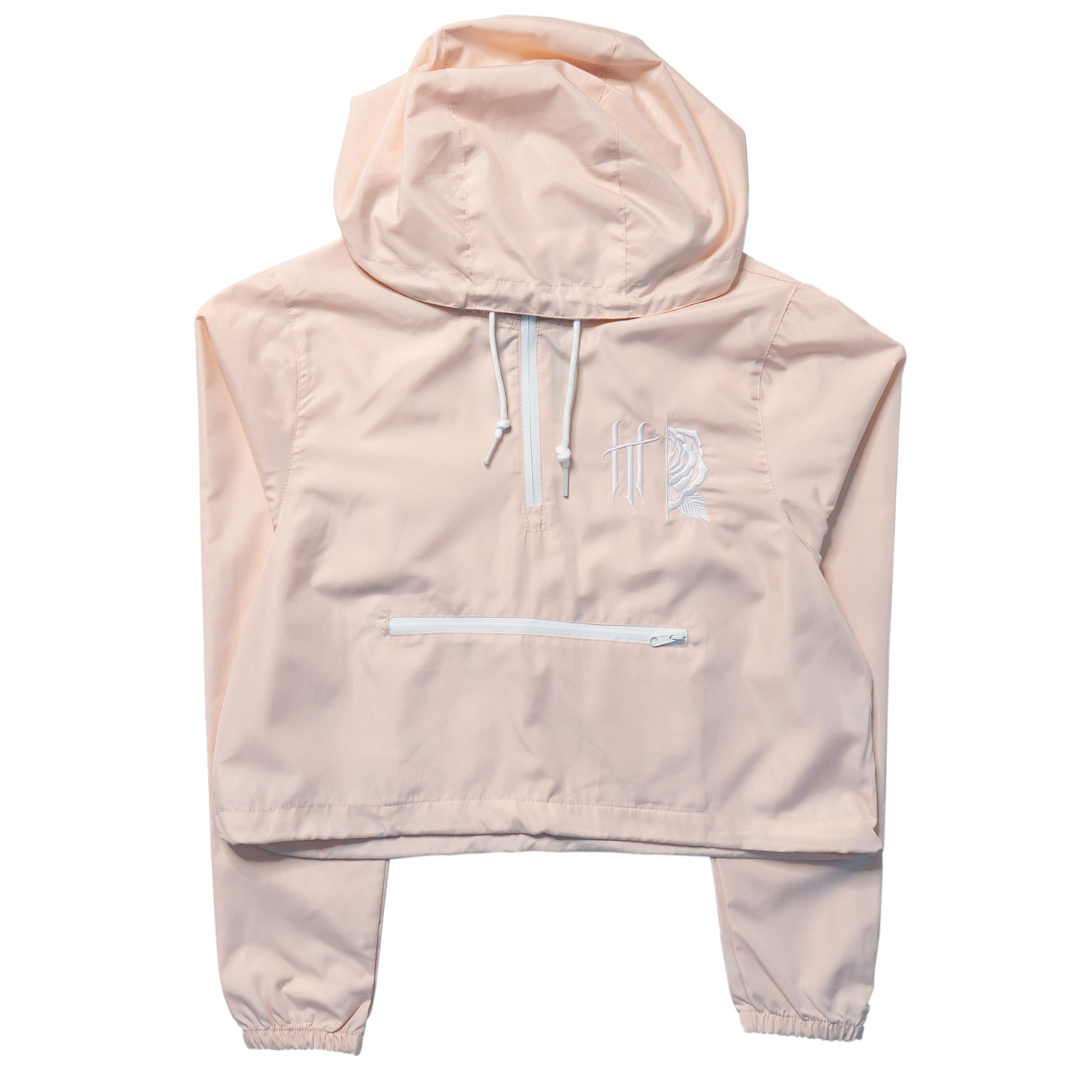 Horrific Thoughts Lightweight Crop Windbreaker (Blush/White) - Horrific Thoughts
